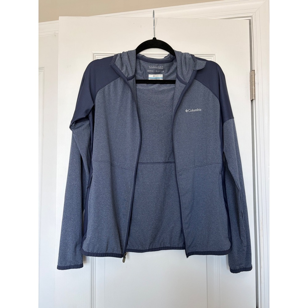 Columbia Omni-Wick Omni-Shade Full Zip Hoodie Blue Performance Jacket Small